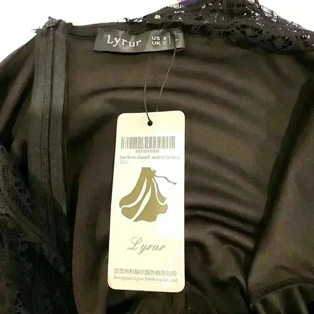 783. Lyrur black sleeveless mini with lace dress size 8 - Picture 7 of 7